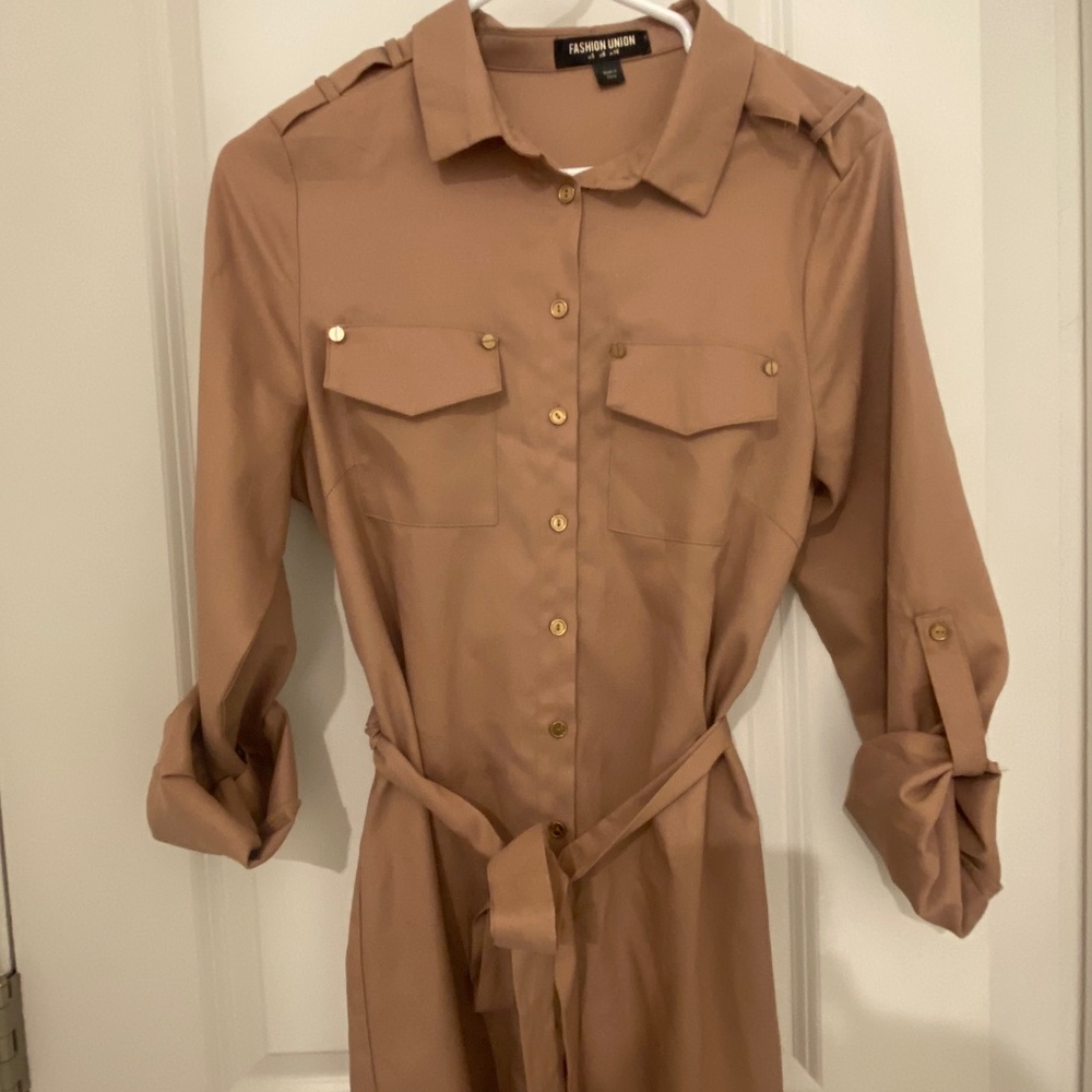 Khaki button up tie dress target fort union